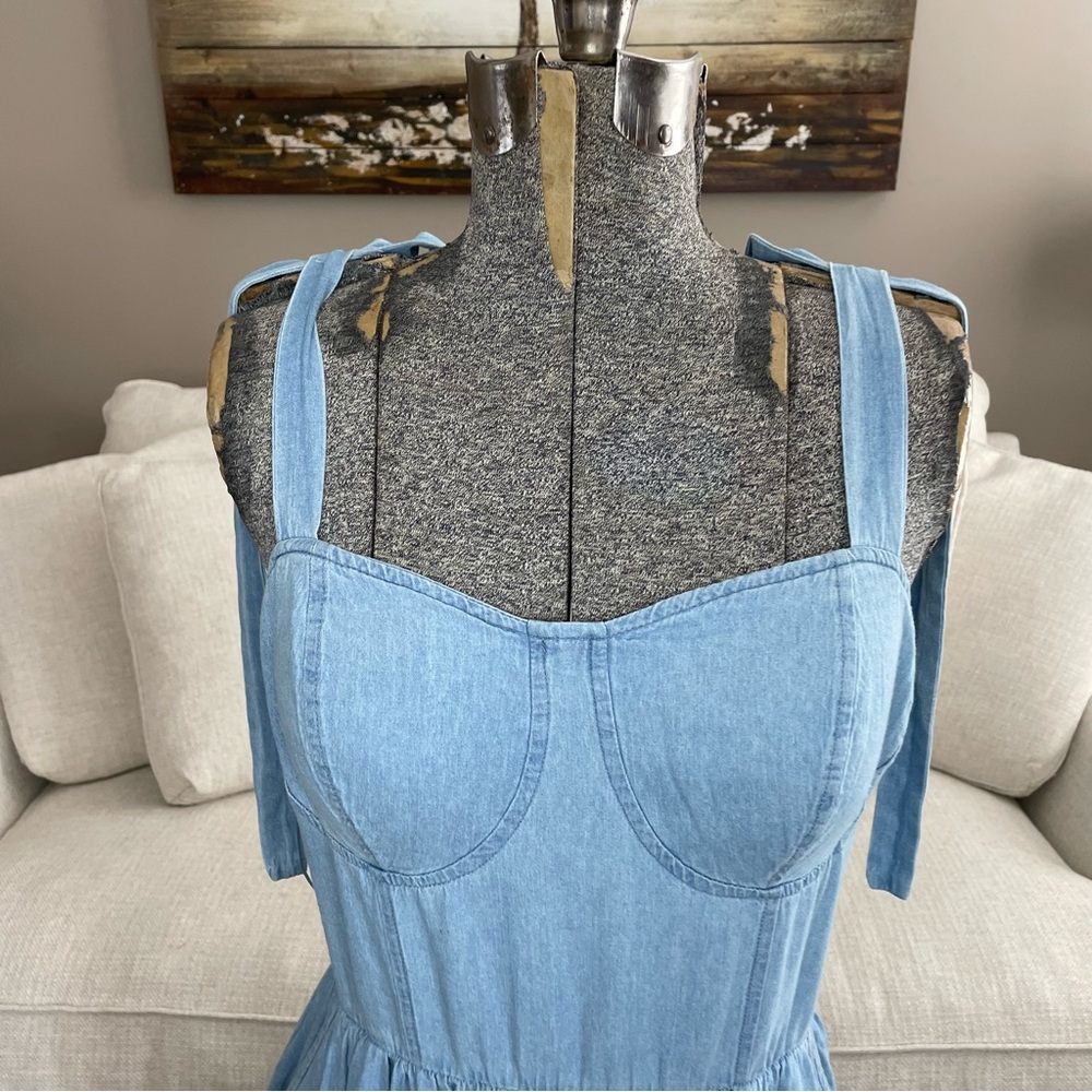 NWT XXL  LC Lauren Conrad, Jean jumper overall midi dress with pockets - Picture 4 of 11